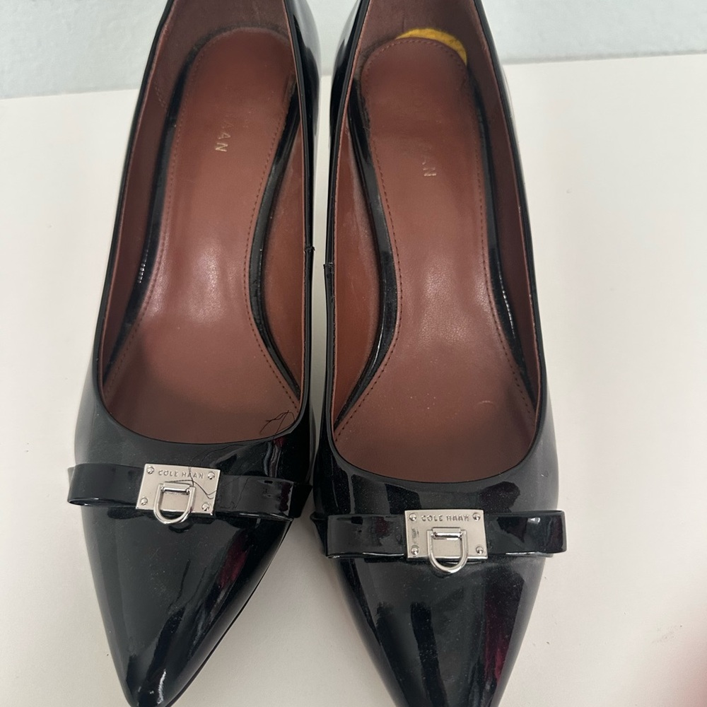 Cole Haan Black Heels with Silver Detail - Picture 2 of 6